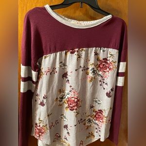Maroon floral dress shirt
